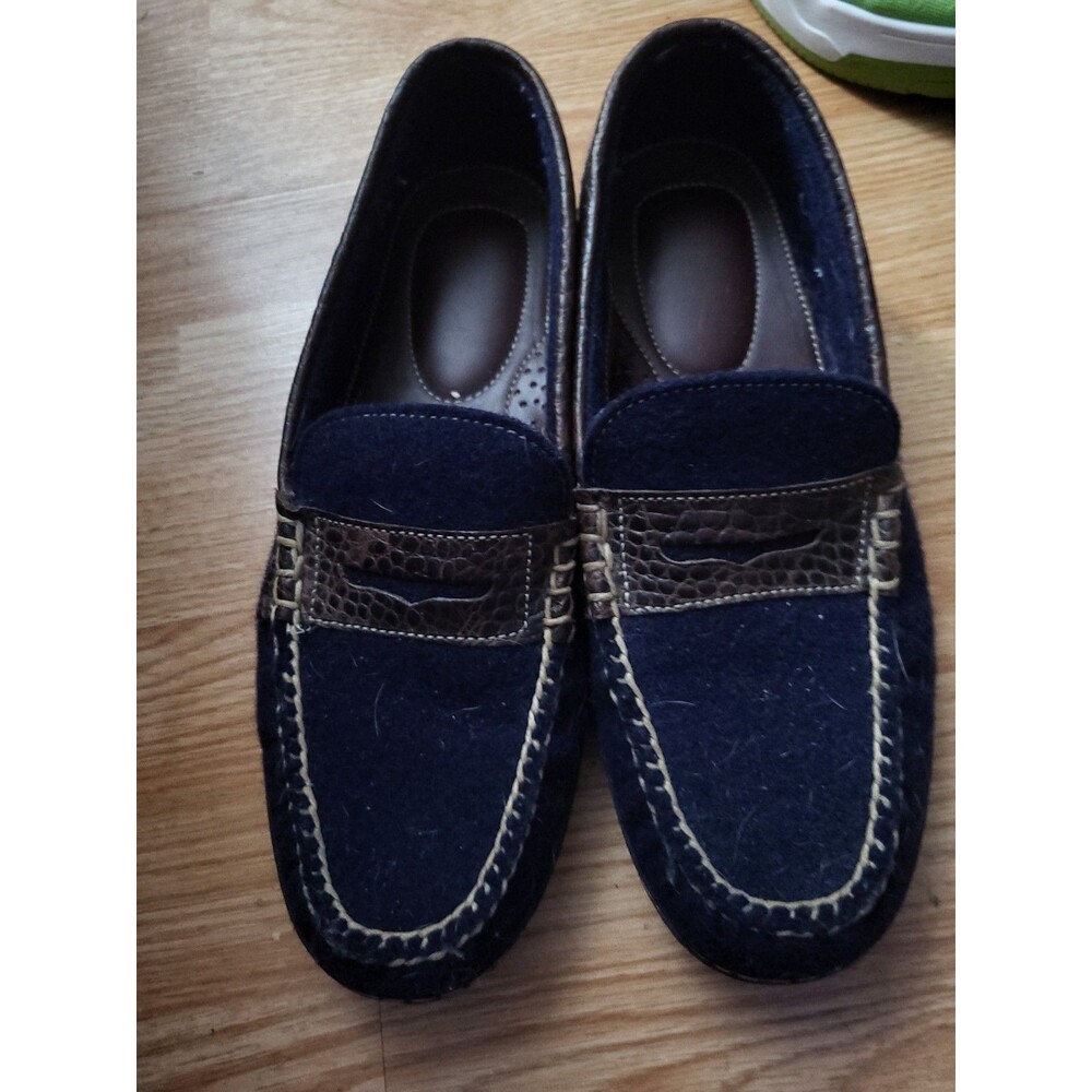 TB Phelps Penny loafers Blue Wool Leather Detail 11M